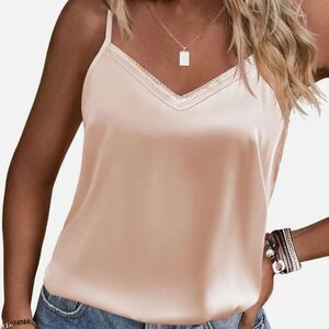 NWT EKOUAER Silk Satin Vneck Cami